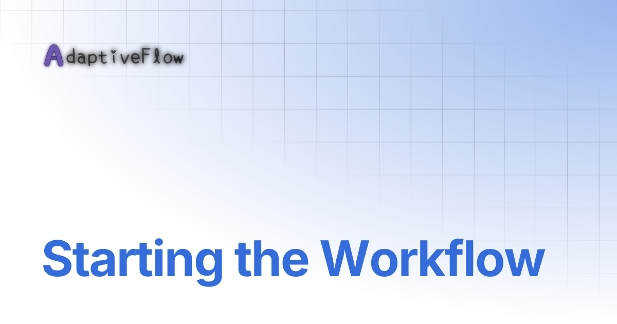 Starting the Workflow | Documentation (AFVS)